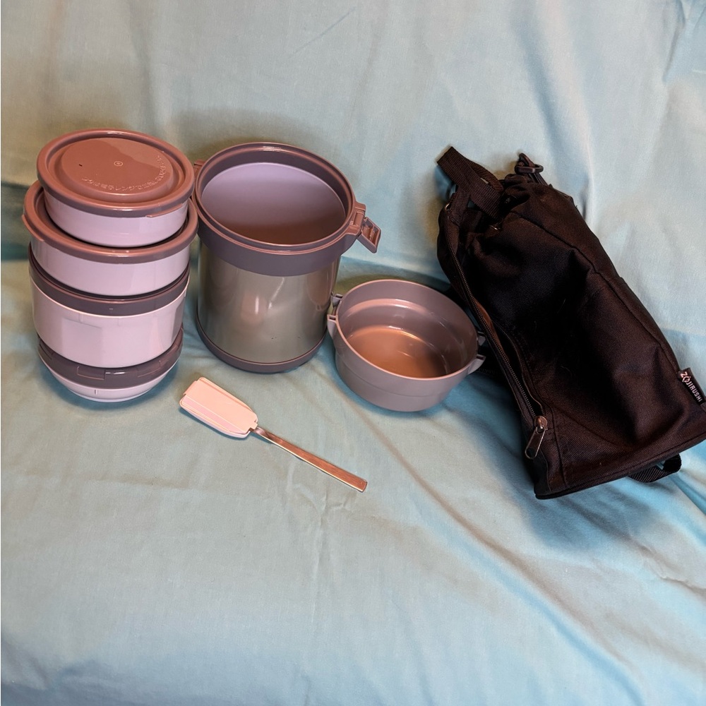 Lavender & Gray Stackable Meal Prep Set with Spatula and Carry Case